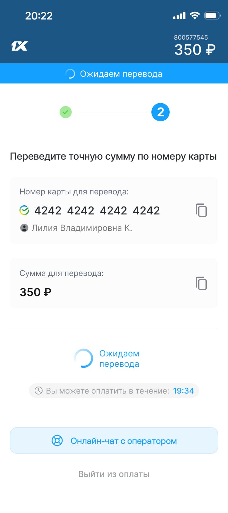 Брендированный checkout 1X в синей цветовой схеме